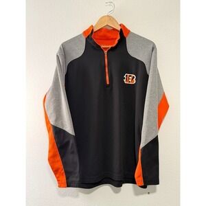 Cincinnati Bengals Antigua 1/4 Zip Pullover Men's Large Black Orange NFL